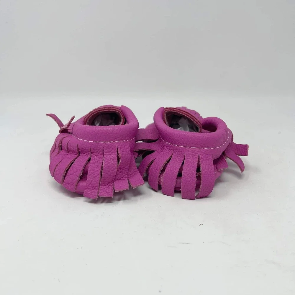 Freshly Picked Baby Shoes Fringe Moccasin Toddler Girls 10 Mini Sole Bright Pink